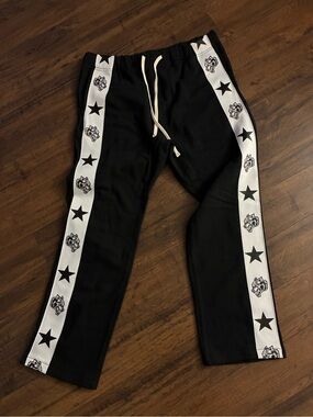 Darc Sport Black Joggers with White Star-Striped Side Panels